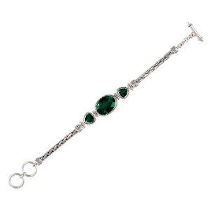 SB-2321-GQ Sterling Silver Bracelet With Green Quartz