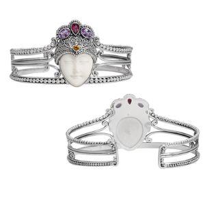 SB-7991-CO1 Sterling Silver Cuff With Garnet, Citrine, Bone Face, Amethyst