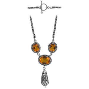 SN-3592-CT Sterling Silver Necklace With Citrine Q.