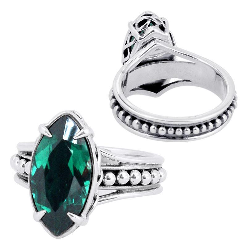 SR-5422-GQ-9 Sterling Silver Ring With Green Quartz