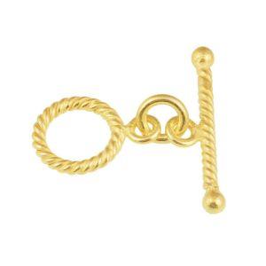 TG-104 18K Gold Overlay Round Toggle & Bar make by twisted wire 10MM Round Ring