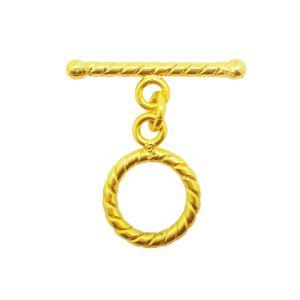 TG-121 18K Gold Overlay Twisted Designer Toggle 14MM Round Ring