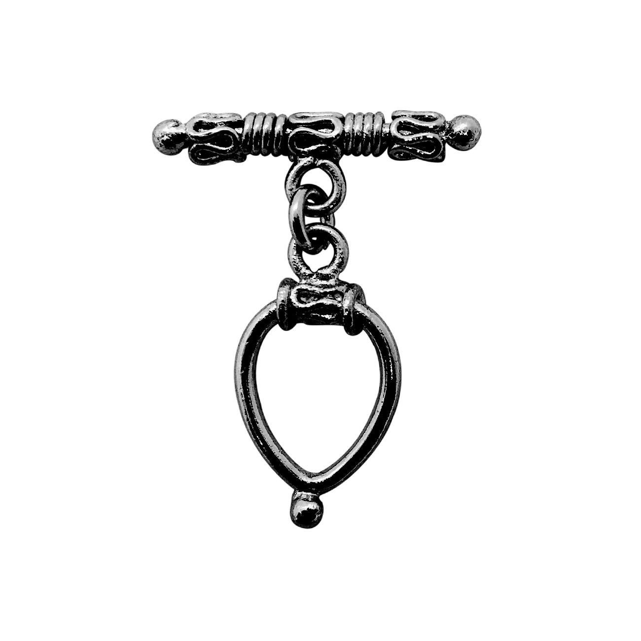 TR-110 Black Rhodium Overlay Traditional Designs Toggle With Pears Shape Ring Toggle 16MM