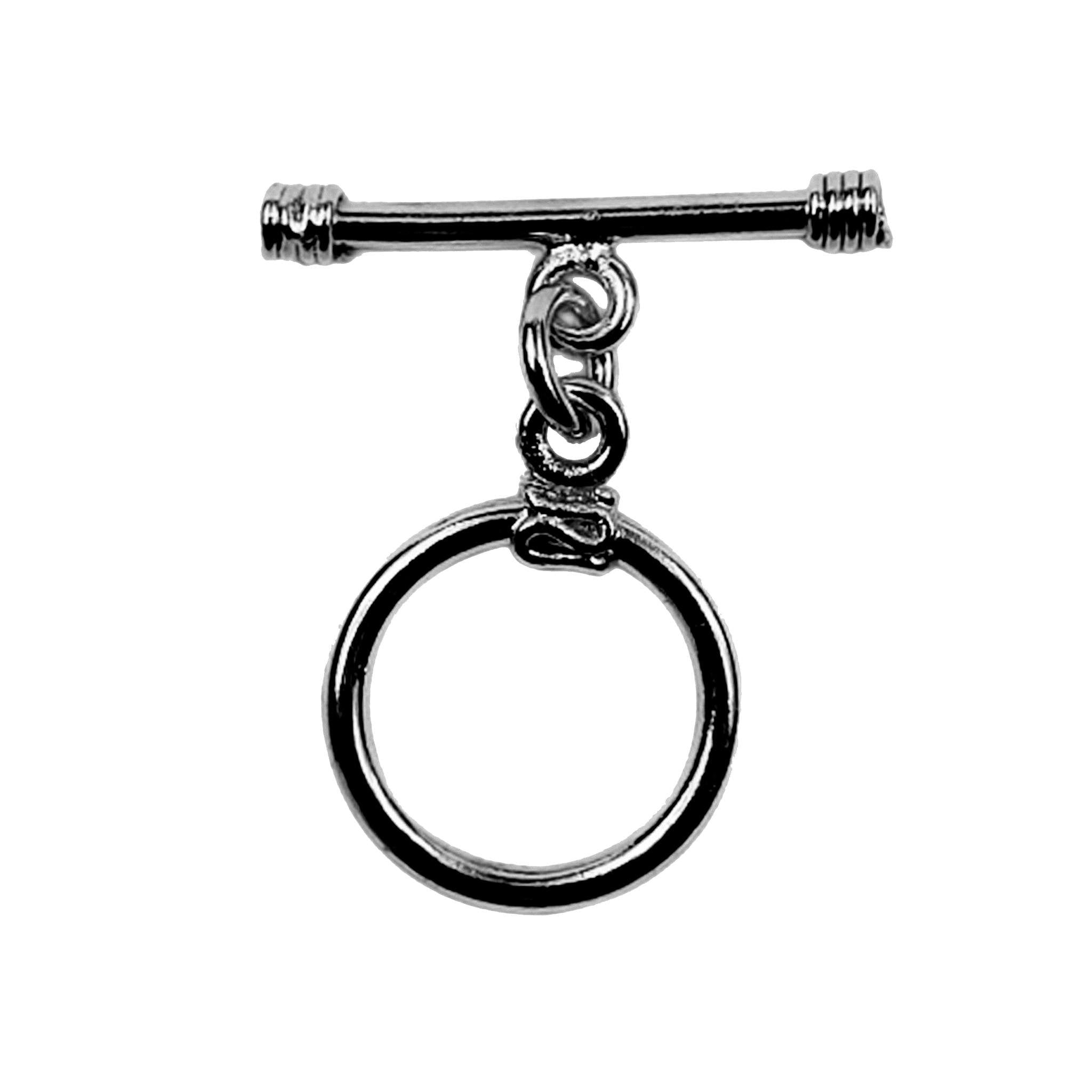 TR-139 Black Rhodium Overlay Shiny Toggle With Wrapped wire 16MM Round Ring