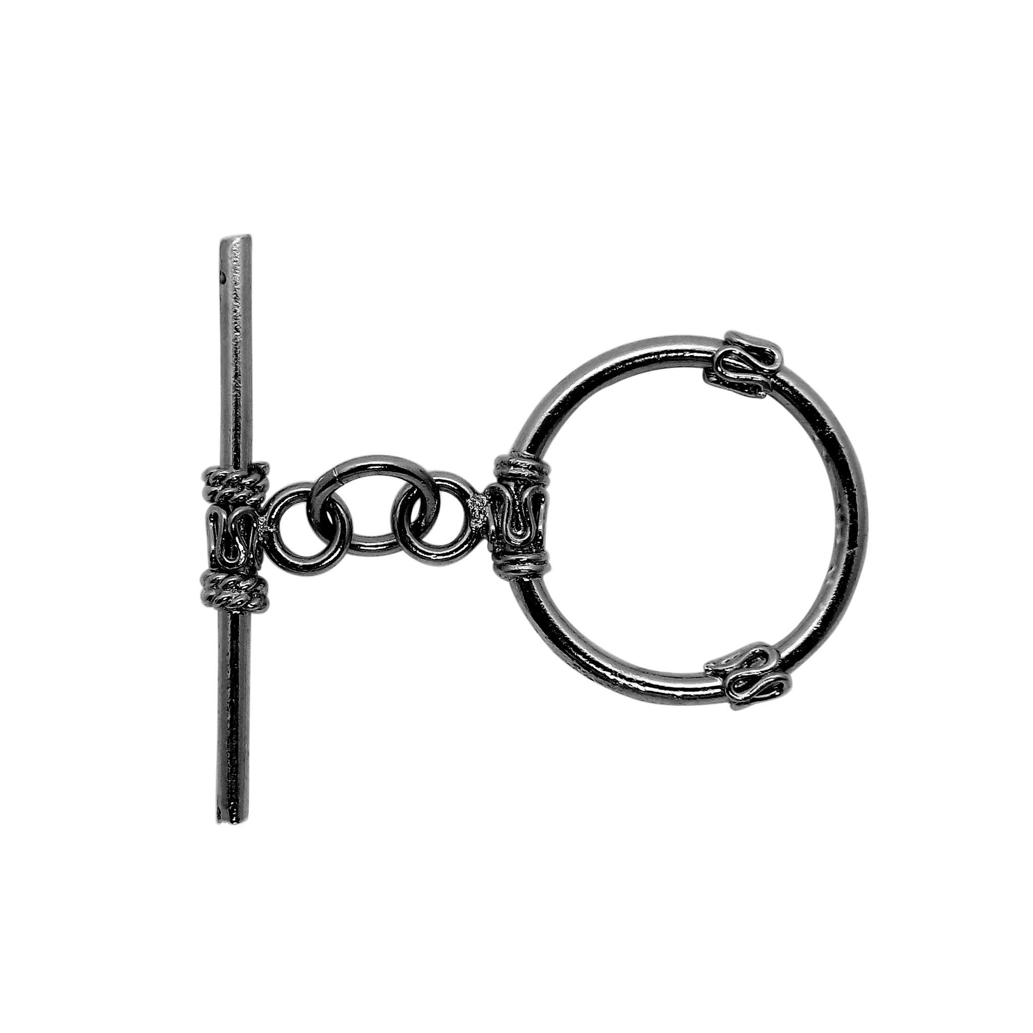 TR-150 Black Rhodium Overlay Simple & Elegant Twisted Wire Ring & Bar Toggle