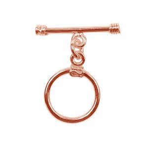 TRG-139 Rose Gold Overlay Shiny Toggle With Wrapped wire 16MM Round Ring