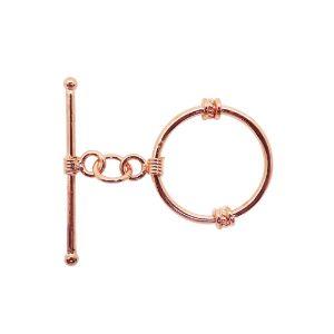 TRG-163 Rose Gold Overlay Plain Wire Warpped Toggle 25MM Round Ring