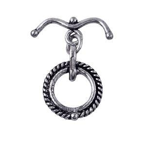 TSF-105 Silver Overlay Round Ring Coverd by Twisted Wire & Bow Shape Bar Toggle 17MM RING