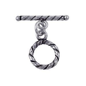 TSF-121 Silver Overlay Twisted Designer Toggle 14MM Round Ring