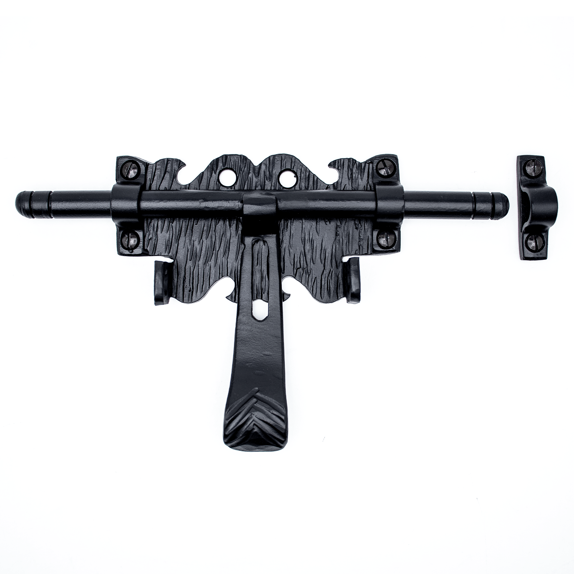 5.25 inch Decorative Bar Flip Latch- Black - Small Latch - Gate Hardware  Wrought Iron Decorative Hardware Hook Latch Attic Door Latch - The Hacienda  Series by Borderland Rustic Hardware 