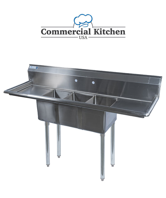 Stainless Steel 3 Compartment Sink 60 X 20 Heavy Duty