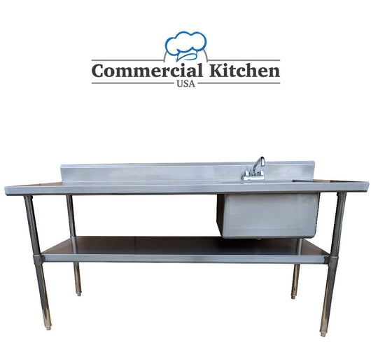 Stainless Steel Work Prep Table 30 X60 W Sink On Right W Faucet