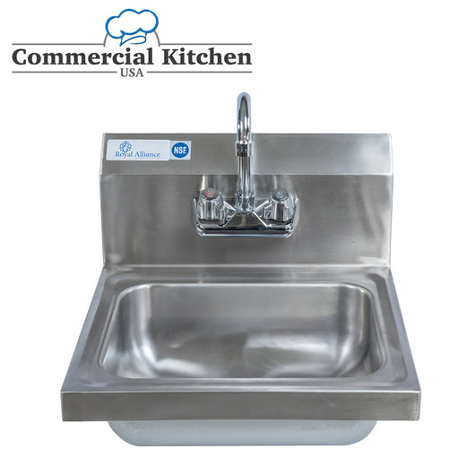 Stainless Steel Wall Mount Hand Sink 12 X 16 With Faucet