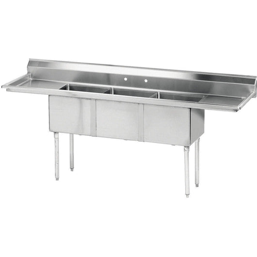 Stainless Steel 3 Compartment Sink 90 X 24 With 2 Drainboards Nsf Ce Commercial Kitchen Usa