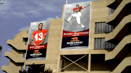 Pictures of sports arenas / /stadiums using Ackland Media Banner Frame Systems