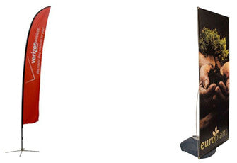 Feather and teardrop flag banner are excellent choices for outdoor displays
