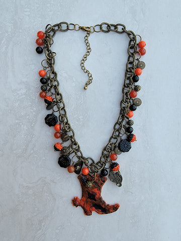 Fall Cowboy Charm Necklace - One of a kind