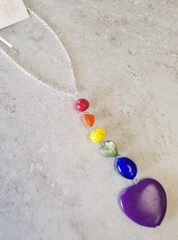 Rainbow heart necklace