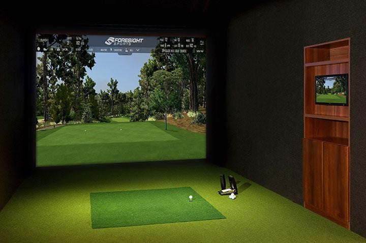 golf simulator room in house