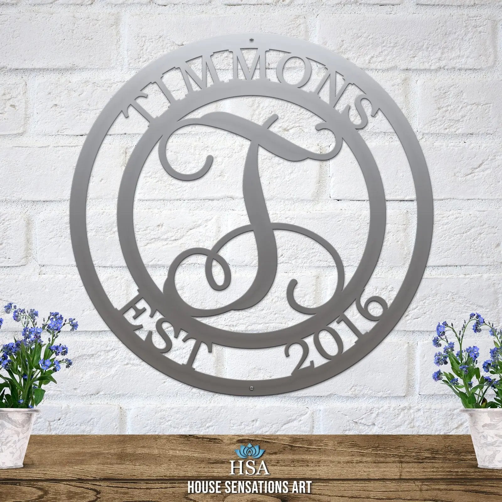  Monogram Letter F With Powder White Rose Floral Sign