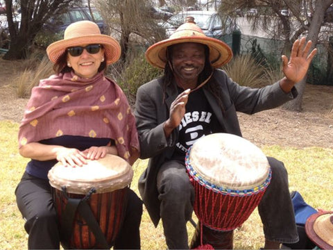 Private tuition in African drumming with Mady Keita outdoors