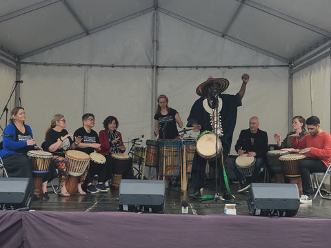 Djembe drumming performance by Mady Keita's African Drumming Academy at the Whitehorse Spring Festival