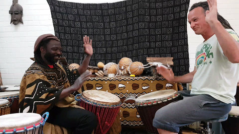 Private tuition in African drumming with Mady Keita in shop