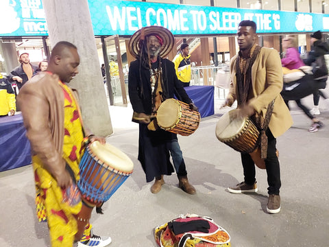 Roving African drummers at MCG Fundraiser for Melbourne City Mission