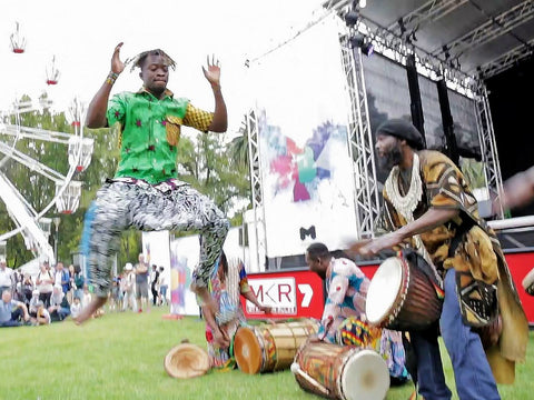 West African dance workshops at drumming at Moomba festival in Melbourne 