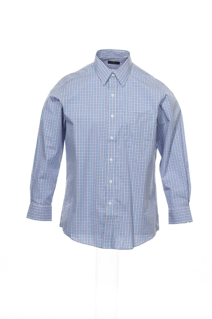 The Estate Dress Shirt By Club Room Mens Blue Plaid Button Down Shirt