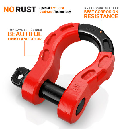 Mega Shackles - Red (2PK) | Forged Carbon Steel | 68,000 lbs MBS (16,0 ...