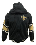 New Or-leans Sain-ts  Men's Black Full Zip Team Logo Premium Cotton Fleece Hooded Jacket - Legend Sports Direct