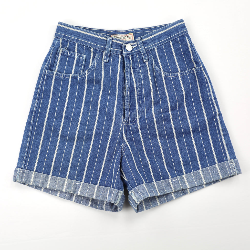 Vintage Guess White and Blue Striped High Waisted Shorts – Denim For Days