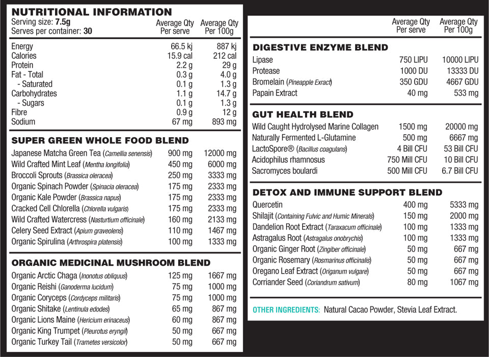 Vitality Switch Ingredients