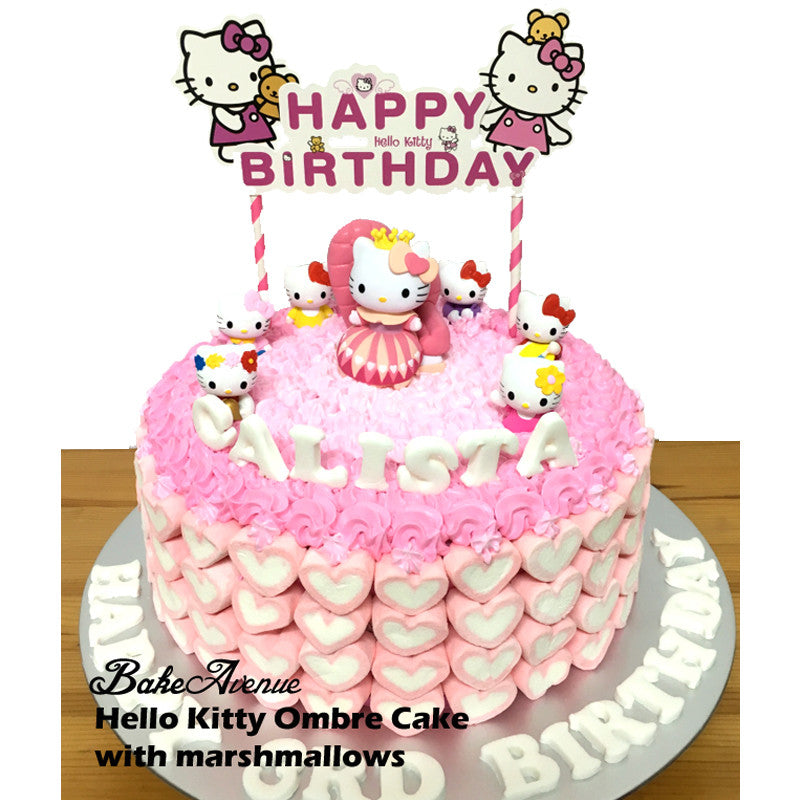 Hello Kitty Ombre Marshmallows Cake With Toppers Bakeavenue