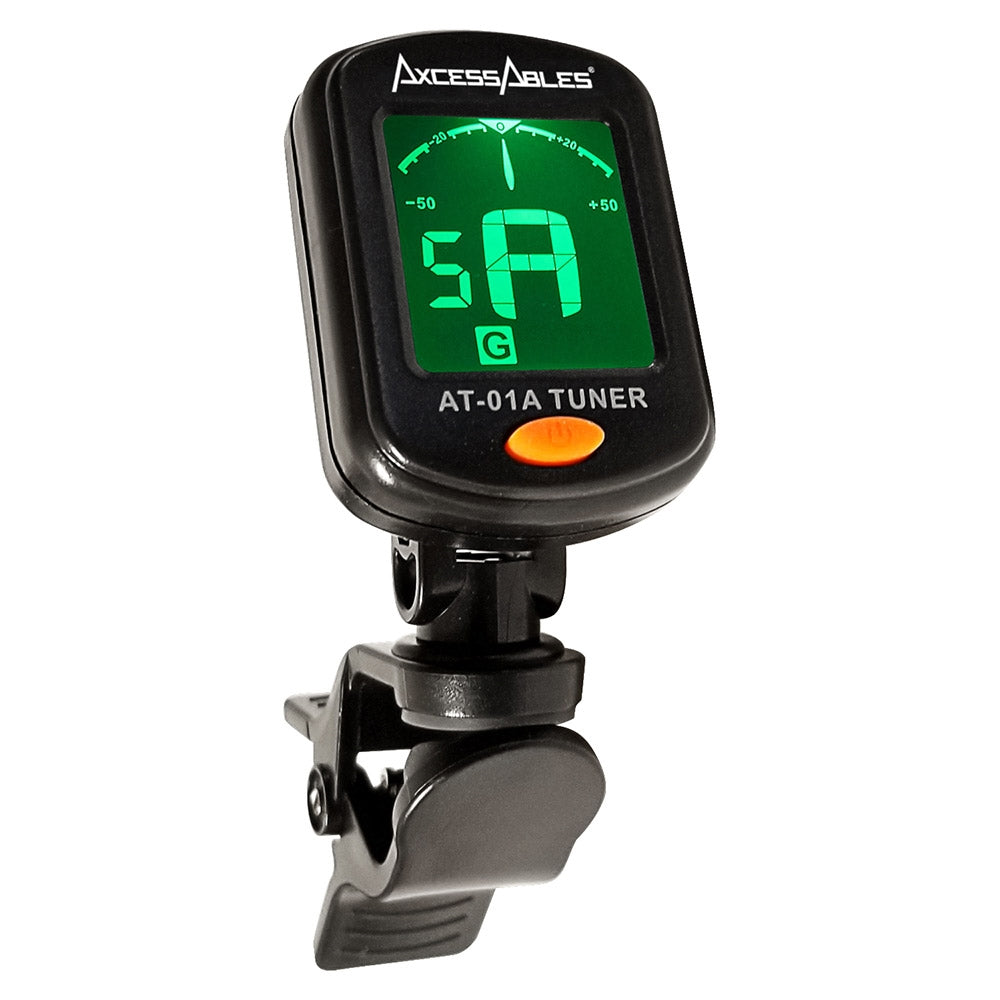 Clip-on Chromatic Instrument Tuner for Ukulele, Guitar, Bass, Violin
