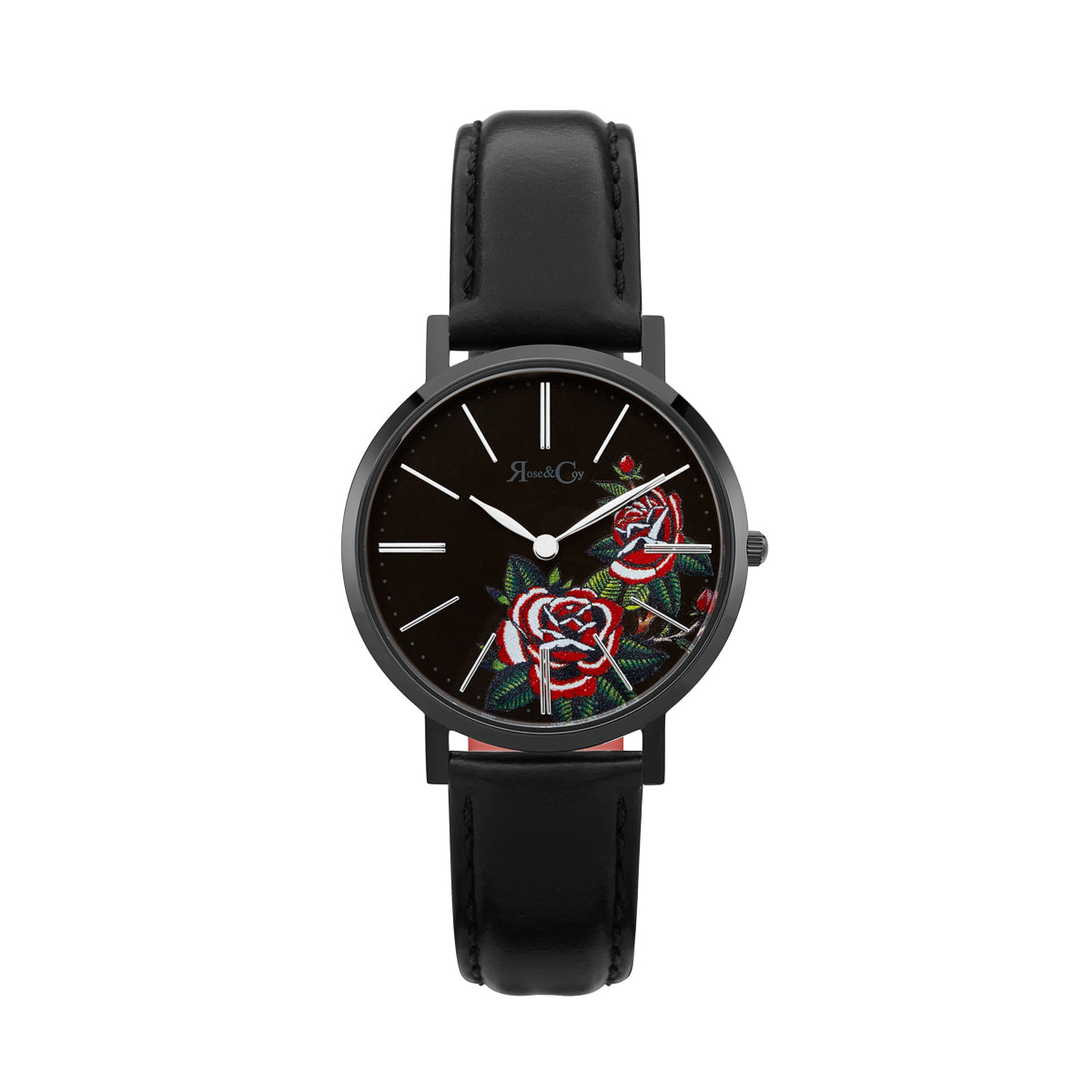 Midnight Red Rose Ultra Slim 34mm Black Watch – ROSE & COY