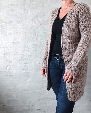 Beatrice cardigan, lang cardigan med lommer