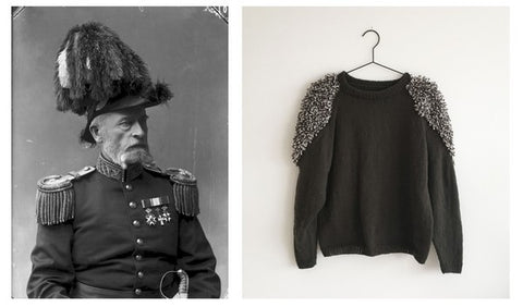 Kostume jumper from Spektakelstrik with inspirational picture of old uniform