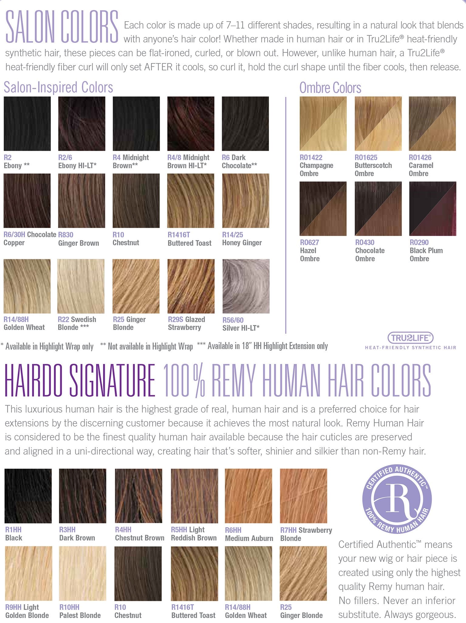 Wig Color Chart, Wig Colors