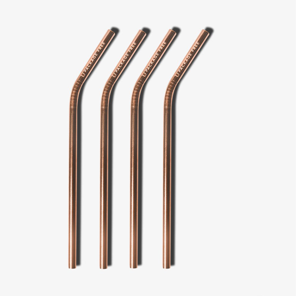 Stainless Steel Bent Straw 10.5" - Rose Gold 4 Pack