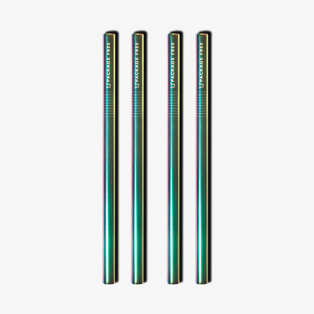 Stainless Steel Bubble Tea Straw - Rainbow 4 Pack