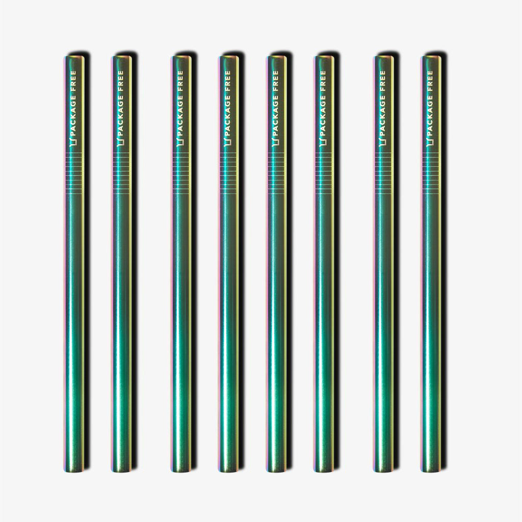 Stainless Steel Bubble Tea Straw - Rainbow 8 Pack