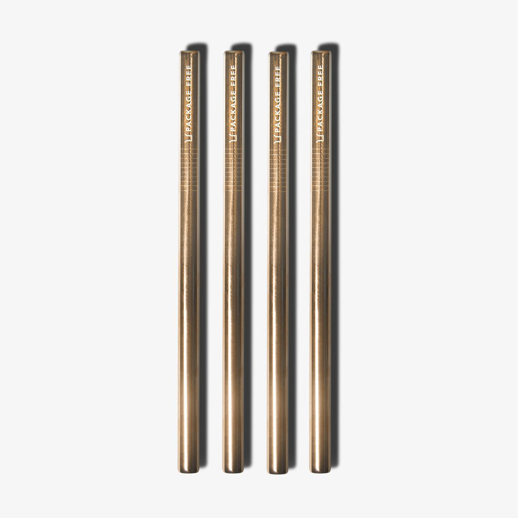 Stainless Steel Bubble Tea Straw - Gold 4 Pack