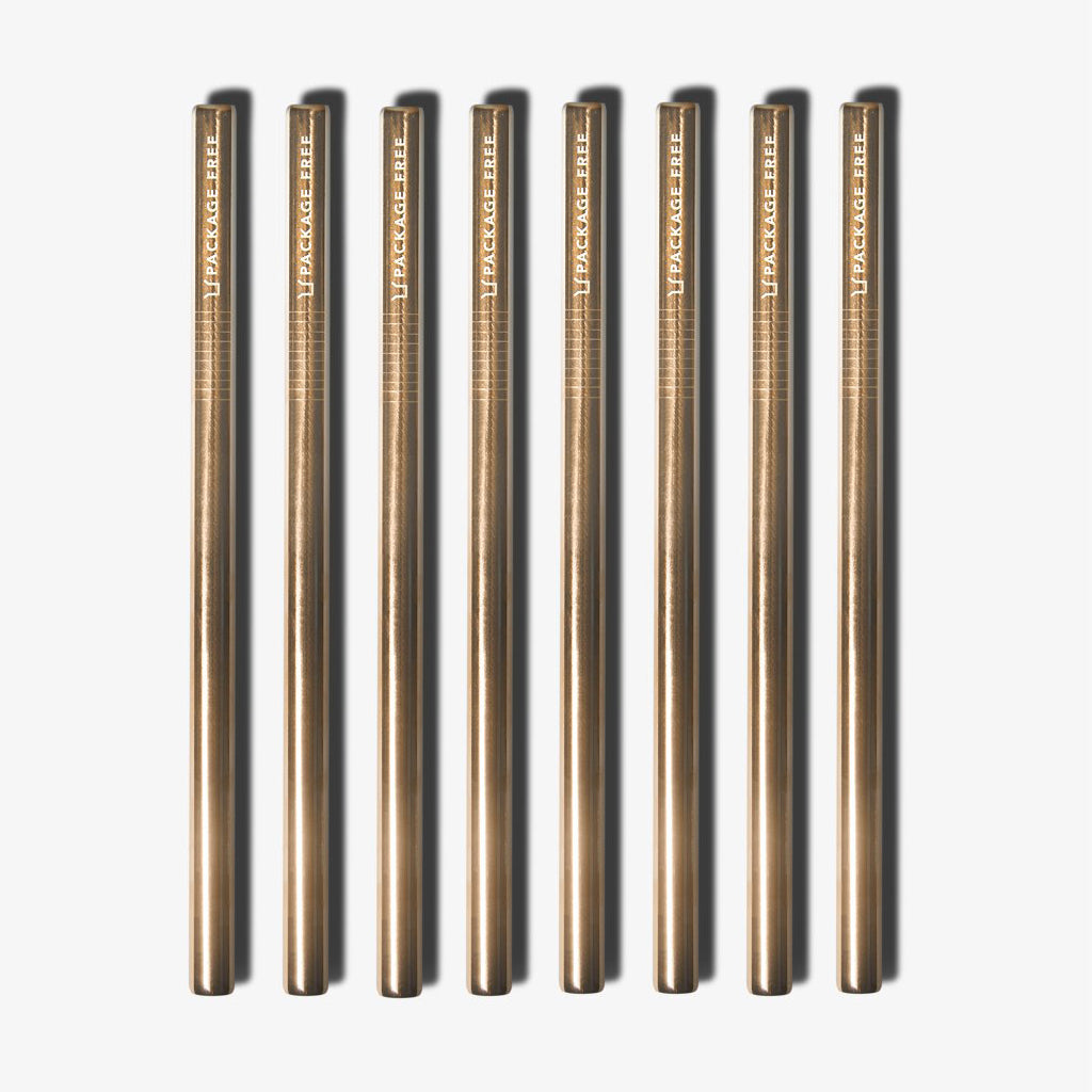 Stainless Steel Bubble Tea Straw - Gold 8 Pack