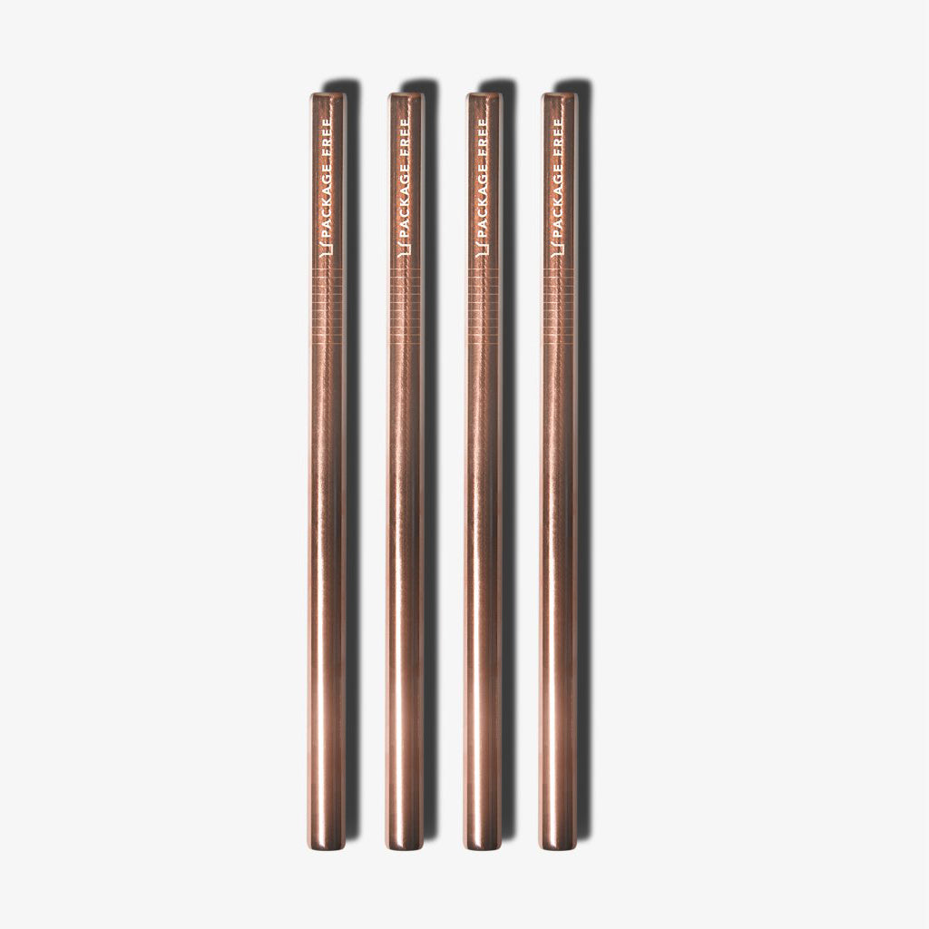 Stainless Steel Bubble Tea Straw - Rose Gold 4 Pack