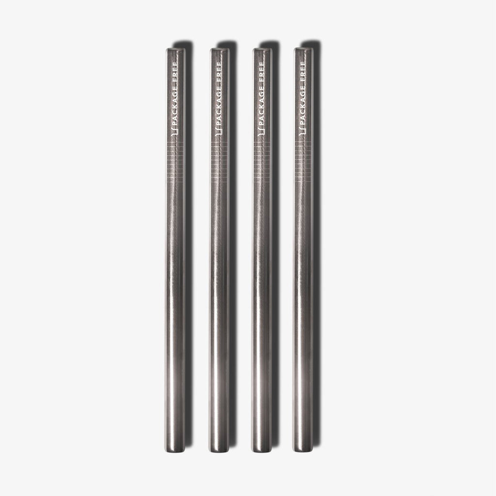 Stainless Steel Bubble Tea Straw - Silver 4 Pack