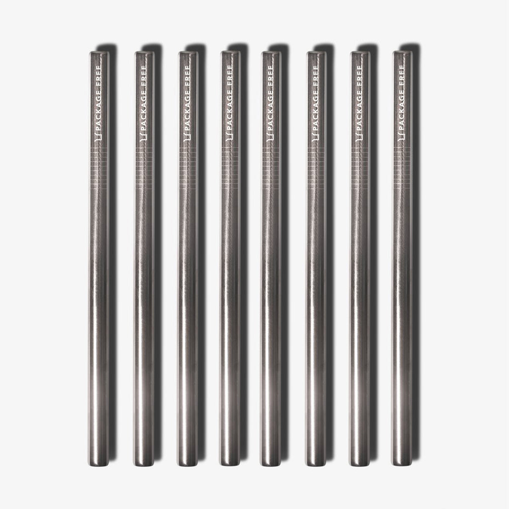 Stainless Steel Bubble Tea Straw - Silver 8 Pack