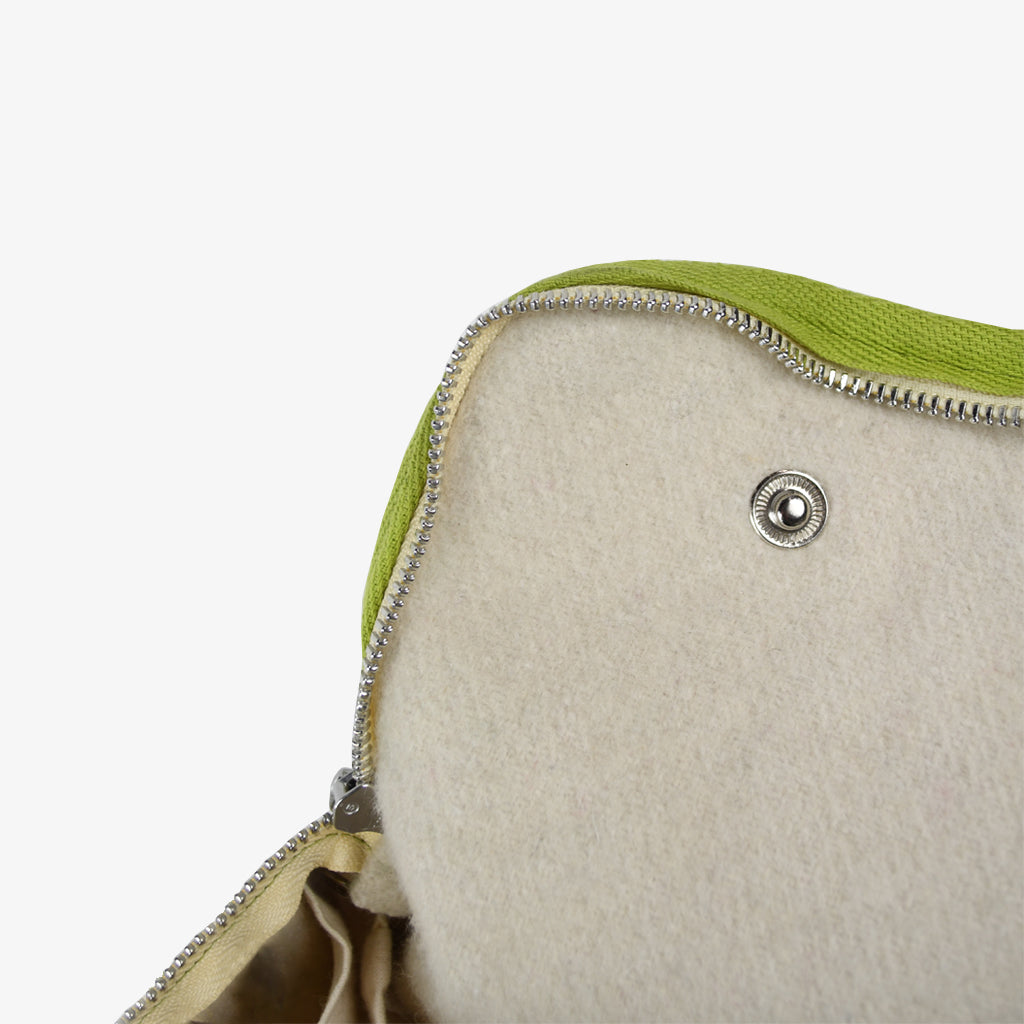 Wool Insulated Natural Lunch Bag - Olive Trim