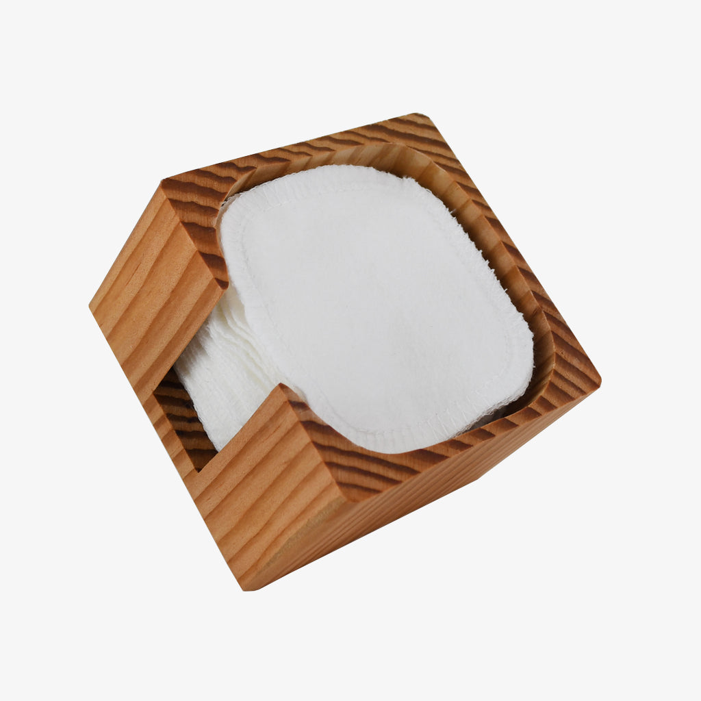 Wooden Facial Rounds Storage Container